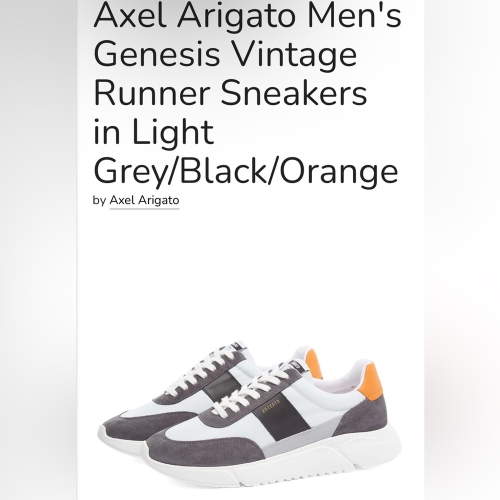 Axel Arigato Men's Genesis Vintage Runner Sneakers in Light Grey/Black/Orange